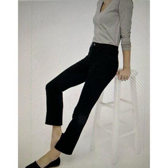 J Crew Womens Black Flare Crop Mid Rise Signature Stretch Denim Size 24T - Picture 1 of 13